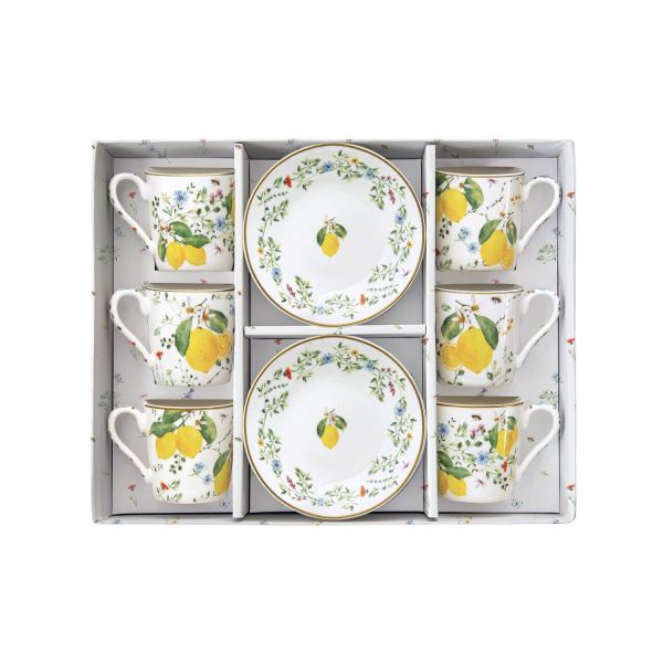 Easy Life Fleurs et Citrons 12-Piece Coffee Cup Set 100ml
