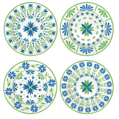 Easy Life Flowers Garden 4 Dessert Plates 19cm - Blue & Green