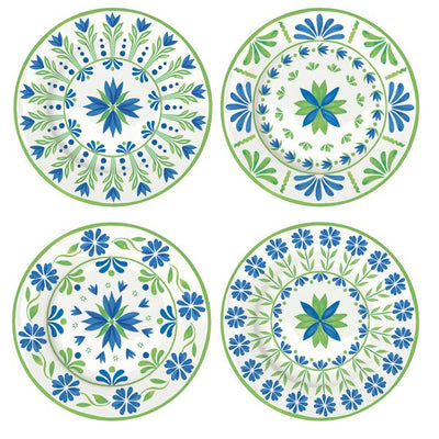 Easy Life Flowers Garden 4 Dessert Plates 19cm - Blue & Green