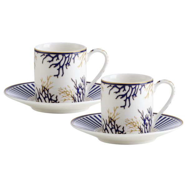 Easy Life Corallo Coffee Cup Set 4pcs 80ml – Blue & Gold