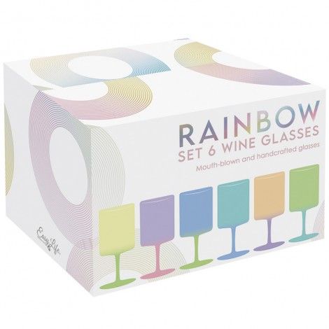 طقم كاسات زجاج 6 قطع 360 مل Easy Life Rainbow - ألوان متعددة