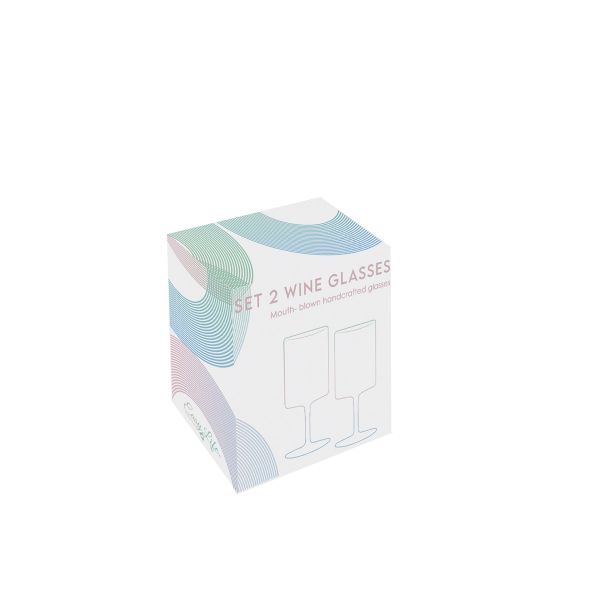 طقم كاسات زجاج 2 قطعة 360 مل Easy Life Rainbow - زهر