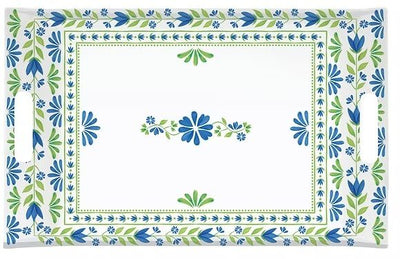 Easy Life Flowers Garden 47×31cm Serving Tray - Blue & Green
