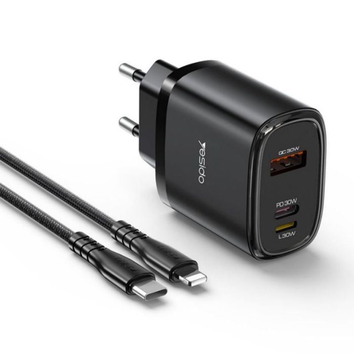 YC52 PC Fireproof Charger - 30W Fast Charging with 3 Ports