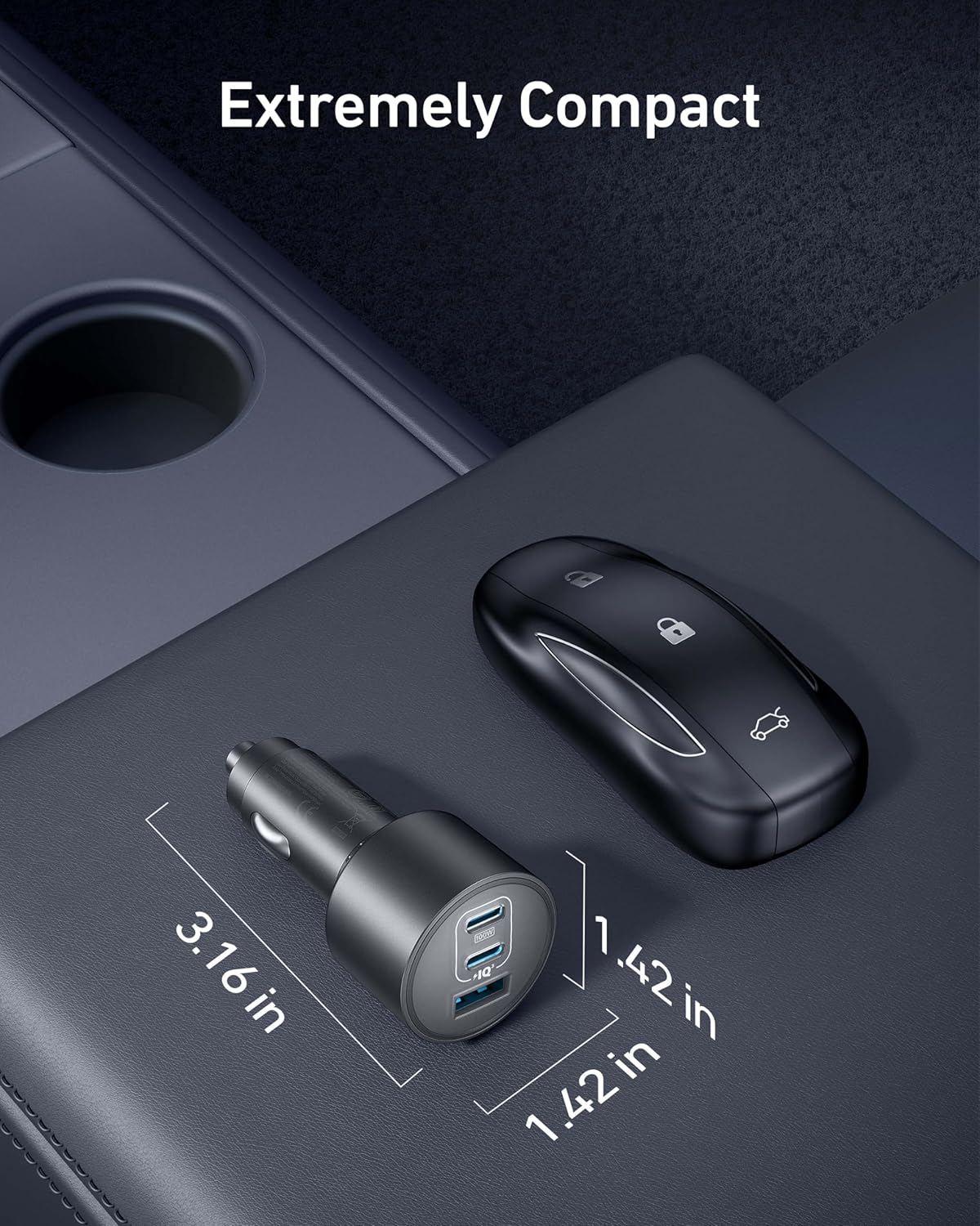 شاحن سيارة أنكر 167.5 واط بثلاثة منافذ USB-C – 100 واط + 45 واط + 22.5 واط