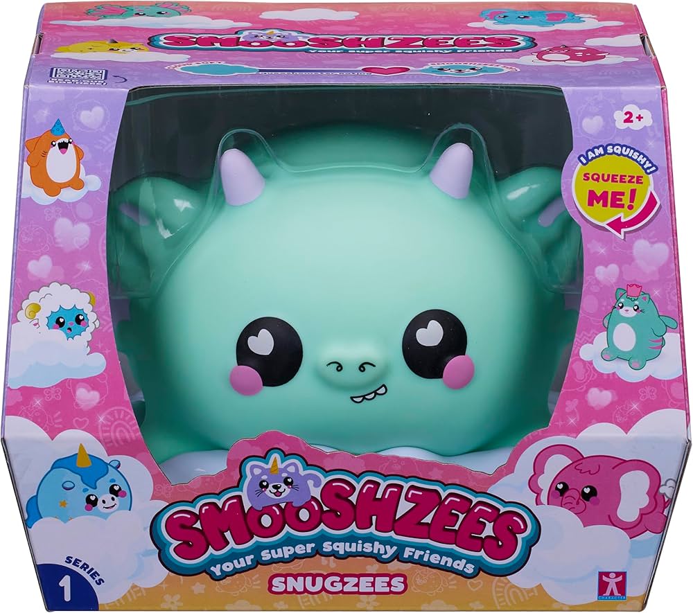لعبة Smooshzees Large Snugzees المحشوة على شكل تنين أخضر أرجواني