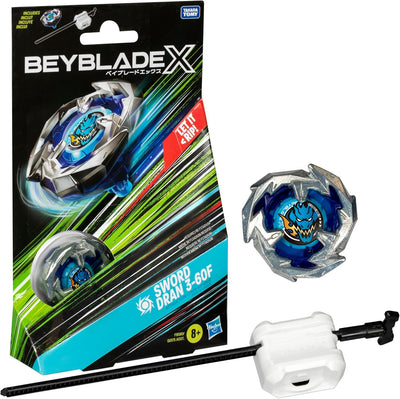 Beyblade X Sword Dran 3-60F Starter Pack | Attack Type Right-Spinning Top & Launcher