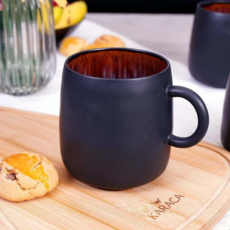 KARACA Galactic Black Mug – Elegant Reactive Glaze