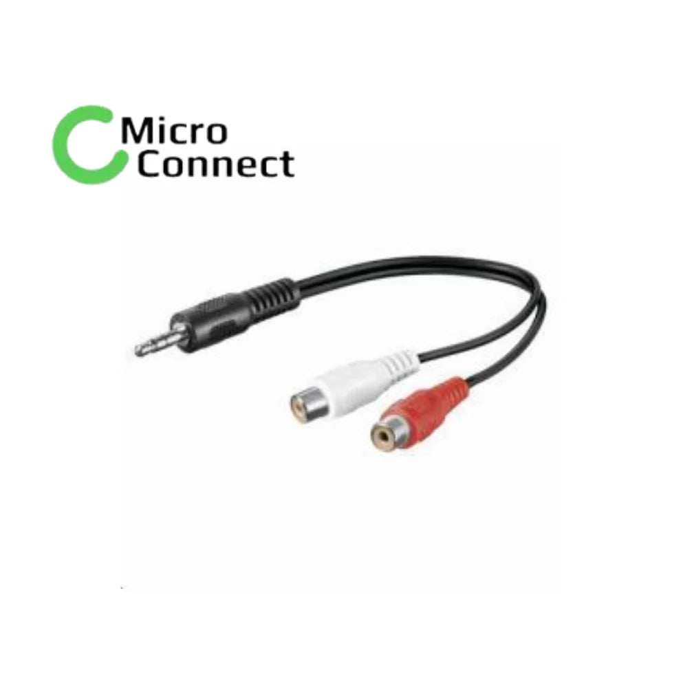 MicroConnect Audio Cable 3.5mm Male to 2x RCA Female 0.2m - Black