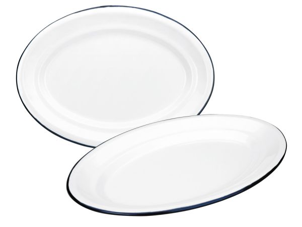 Ibili Blanca Oval Plate 35×24cm – White & Blue