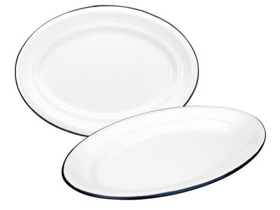 Ibili Blanca Oval Plate 35×24cm – White & Blue