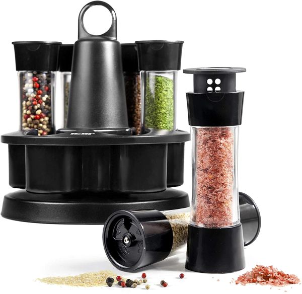 Ibili 6 Spice Jars Set with Rotating Stand – Kitchen Organizer