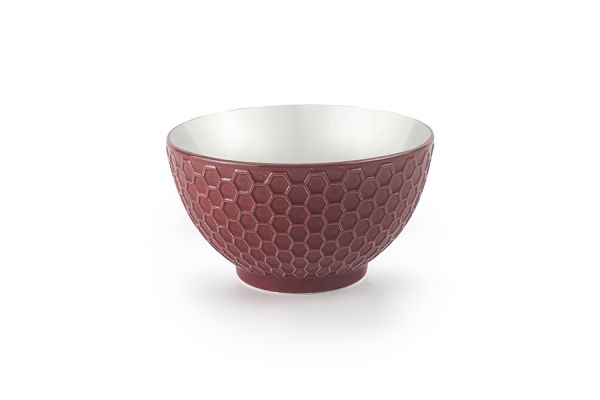 Ibili Hexagon 13.4cm Ceramic Bowl - Red & White | Stylish & Modern