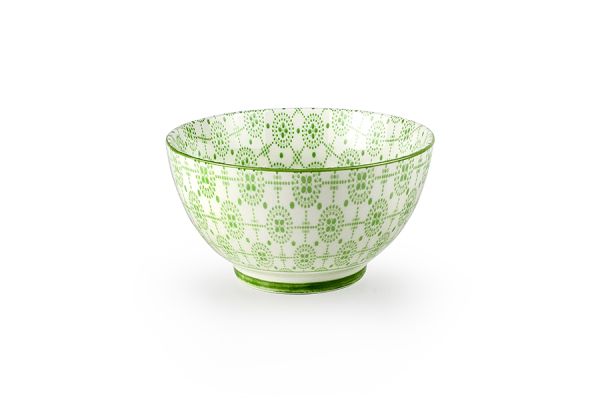 Ibili Mentha 13.4cm Ceramic Bowl - Green & White | Fresh & Elegant