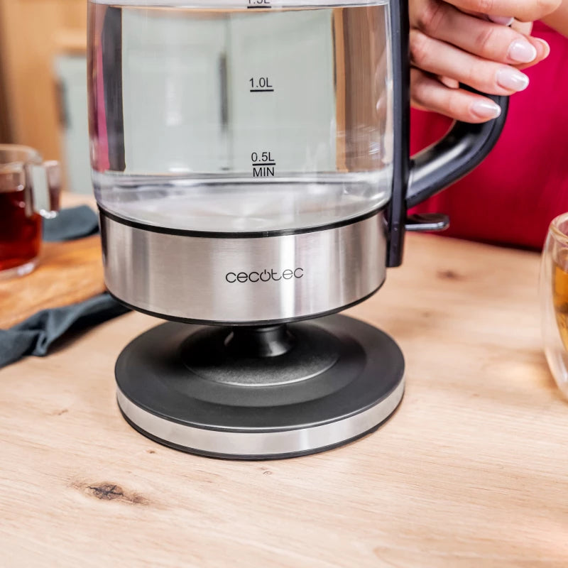 Cecotec ThermoSense 340 Clear 1.7L Glass Electric Kettle — LED, Pure Taste, Full Visibility