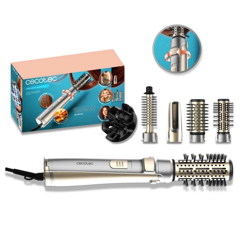 Cecotec 5-in-1 Rotating Air Brush 1100W Ionic Ceramic — Dual Rotation, 5 Attachments