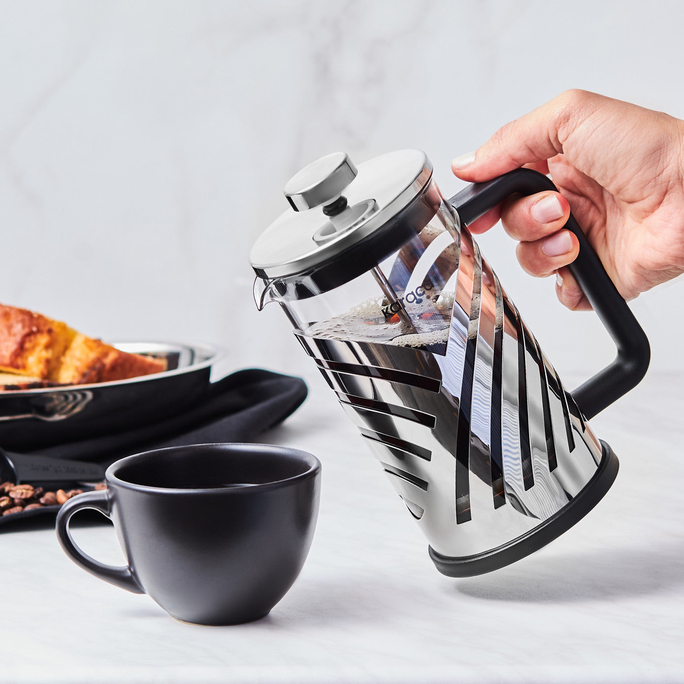 KARACA Wave French Press, 600ml – Modern Metal Design