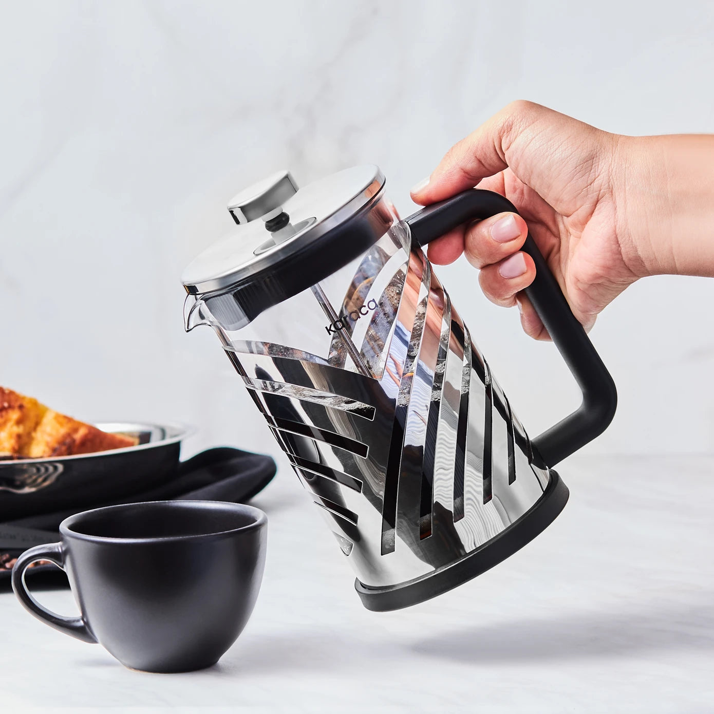 KARACA Wave French Press, 800ml – Elegant Metal Design