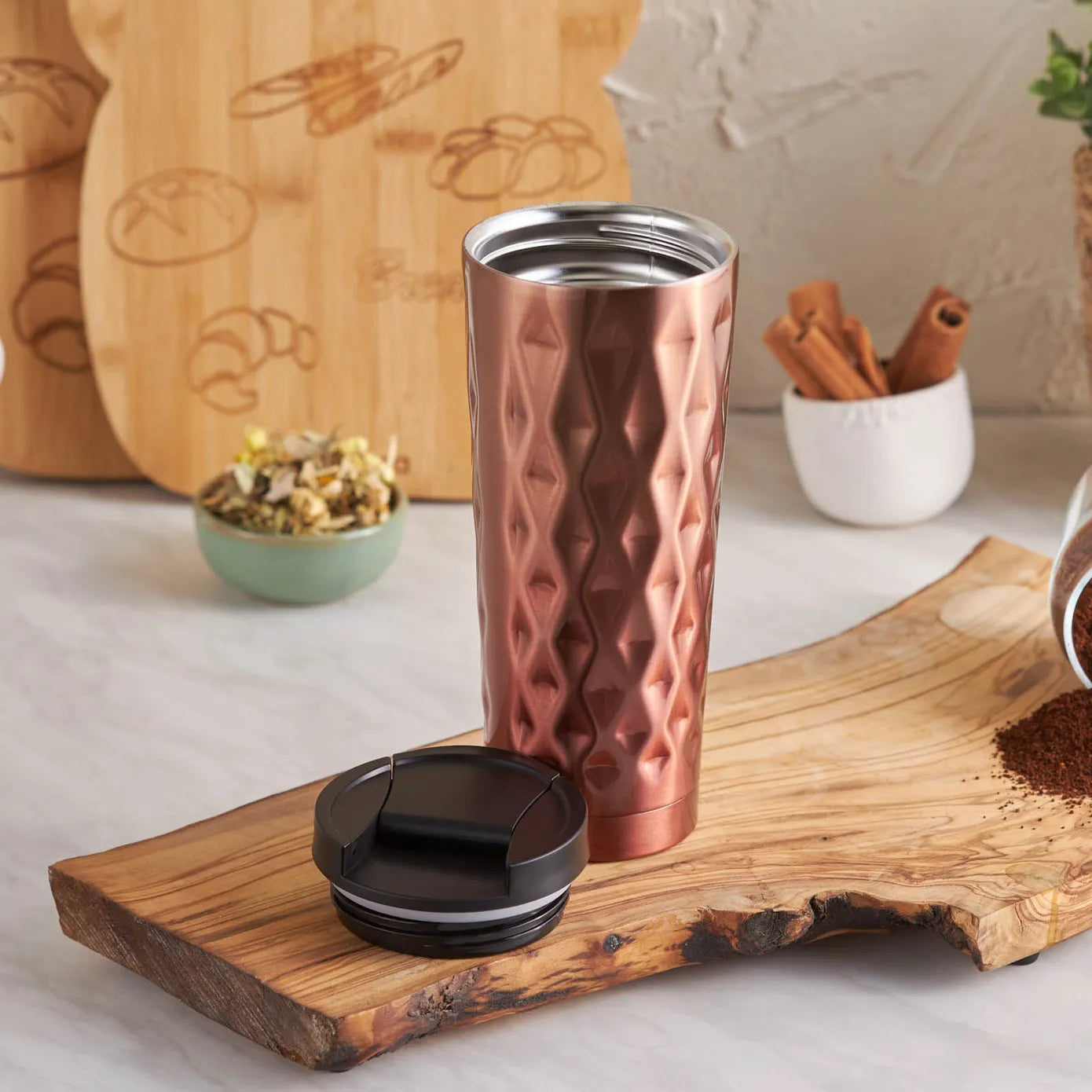 Karaca Diamond Red Copper Thermos 350‑450ml – Leak‑Proof & Stylish