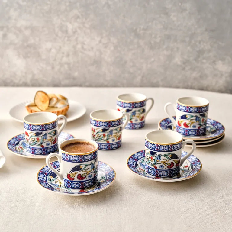 طقم قهوة كاراجا روملي ٦ أشخاص ٨٠ مل أزرق