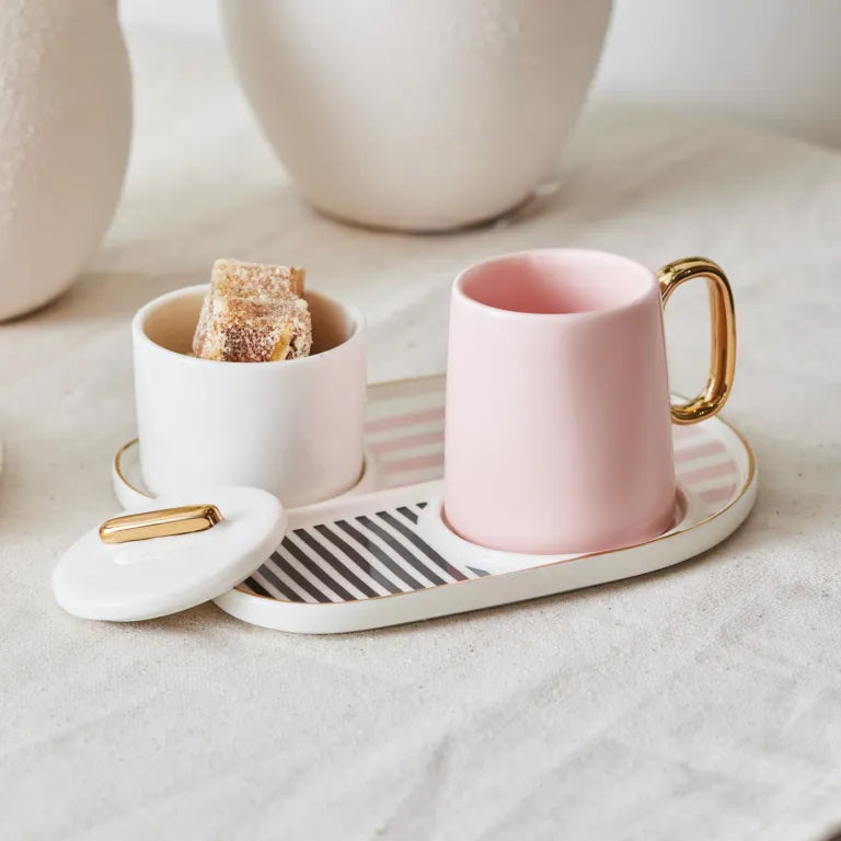 طقم فناجين قهوة كاراجا جولز وردي 80 مل بورسلين فاخر