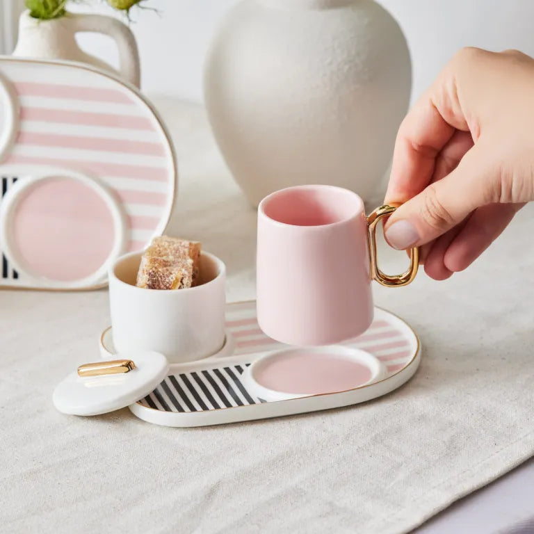 طقم فناجين قهوة كاراجا جولز وردي 80 مل بورسلين فاخر