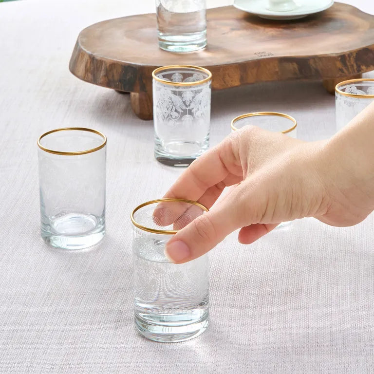 طقم كاسات كاراجا ديرين ذهبي – 6 قطع بجانب القهوة