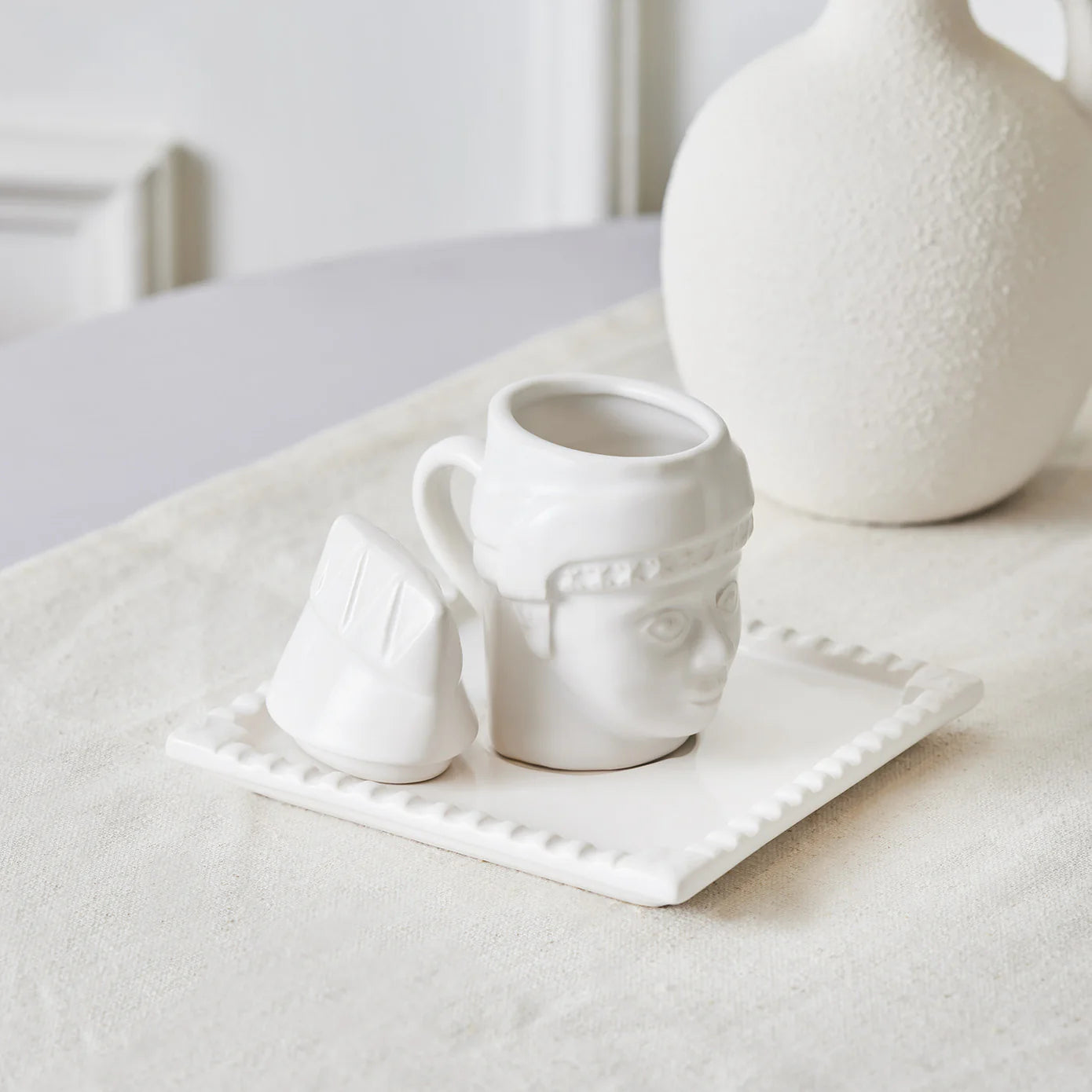 طقم فناجين قهوة تركية نِمرود 80 مل 6 قطع سيراميك أبيض