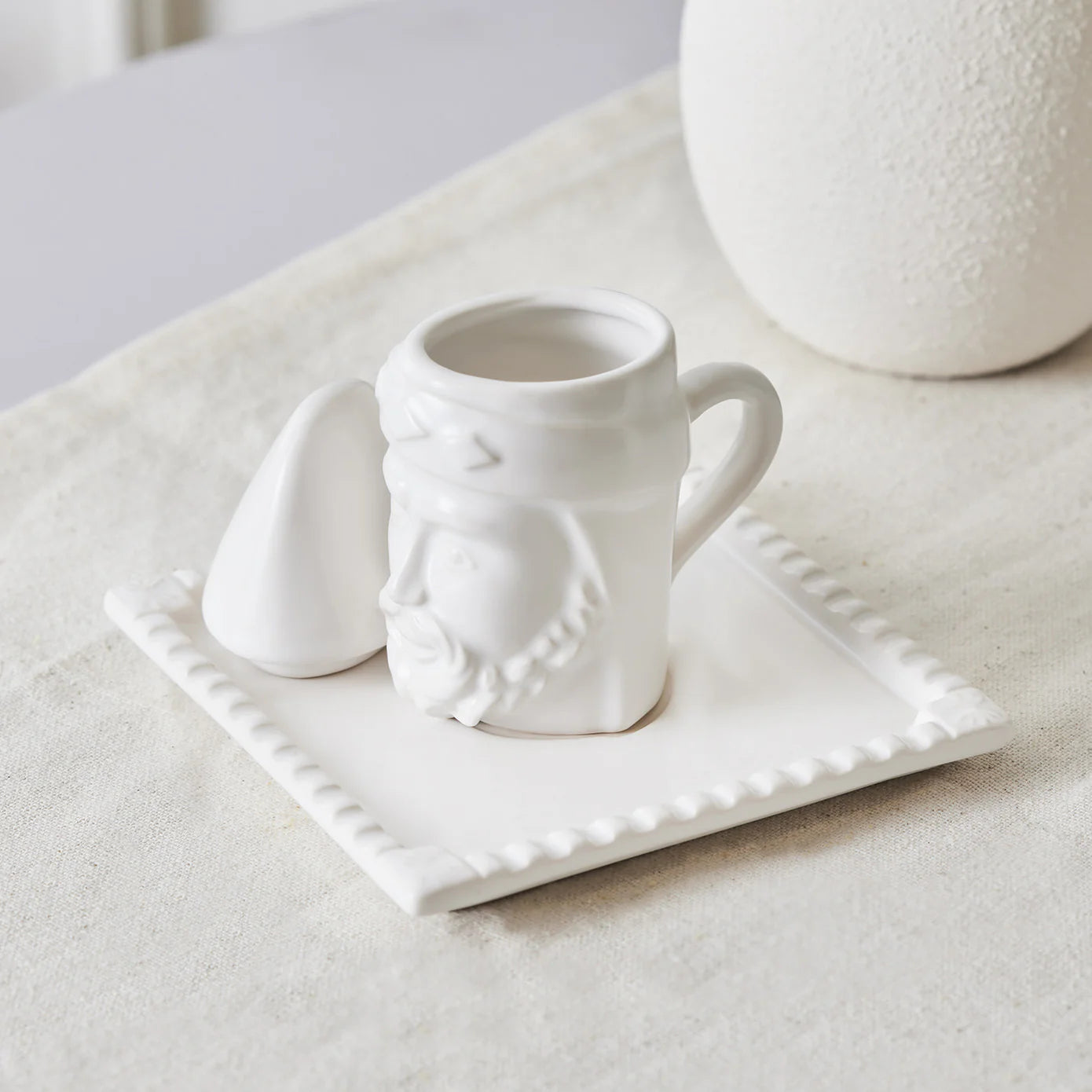 طقم فناجين قهوة تركية نِمرود 80 مل 6 قطع سيراميك أبيض