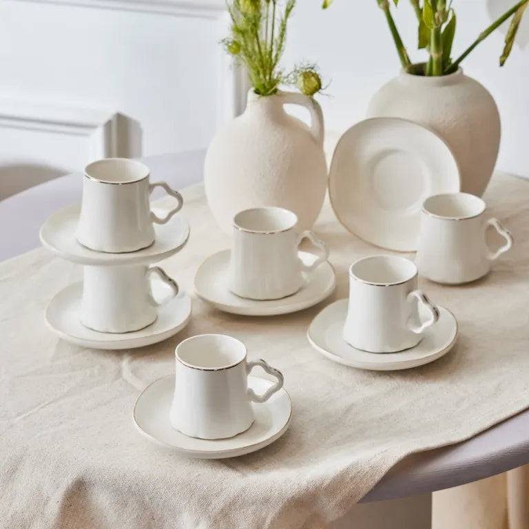 طقم قهوة كاراجا فولغا أبيض 6 أشخاص 80 مل