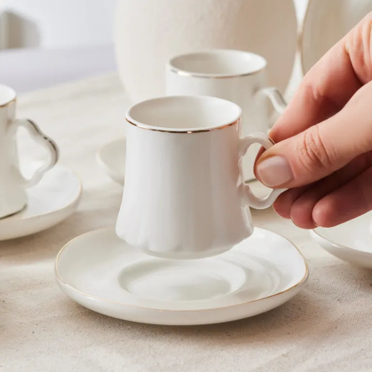 طقم قهوة كاراجا فولغا أبيض 6 أشخاص 80 مل