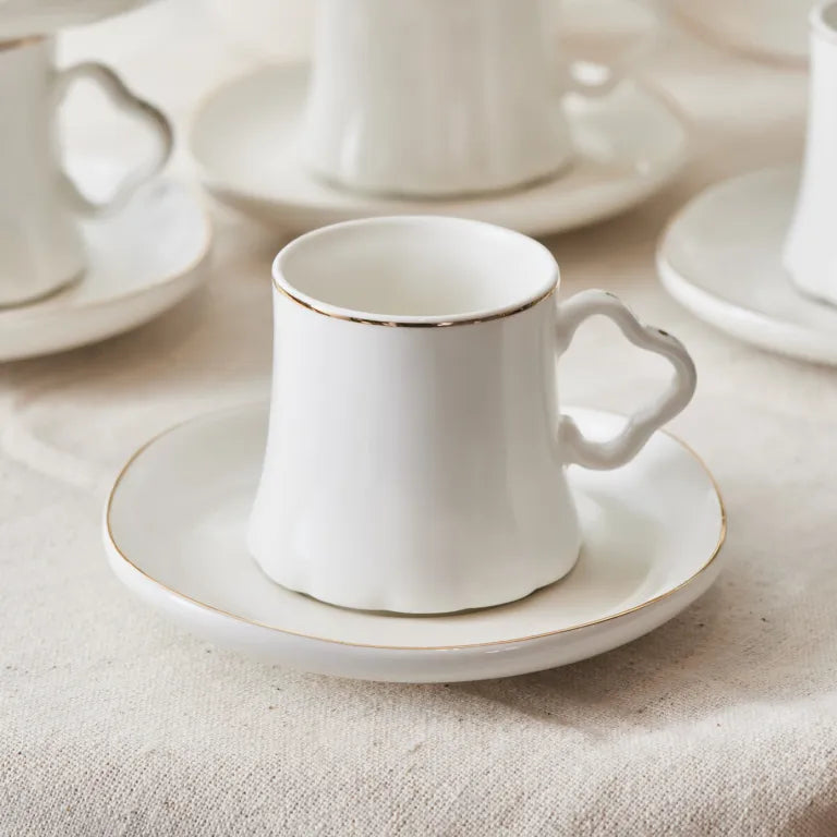 طقم قهوة كاراجا فولغا أبيض 6 أشخاص 80 مل