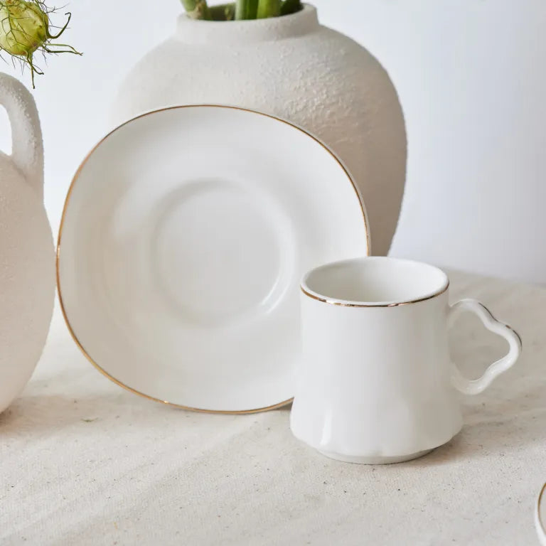 طقم قهوة كاراجا فولغا أبيض 6 أشخاص 80 مل