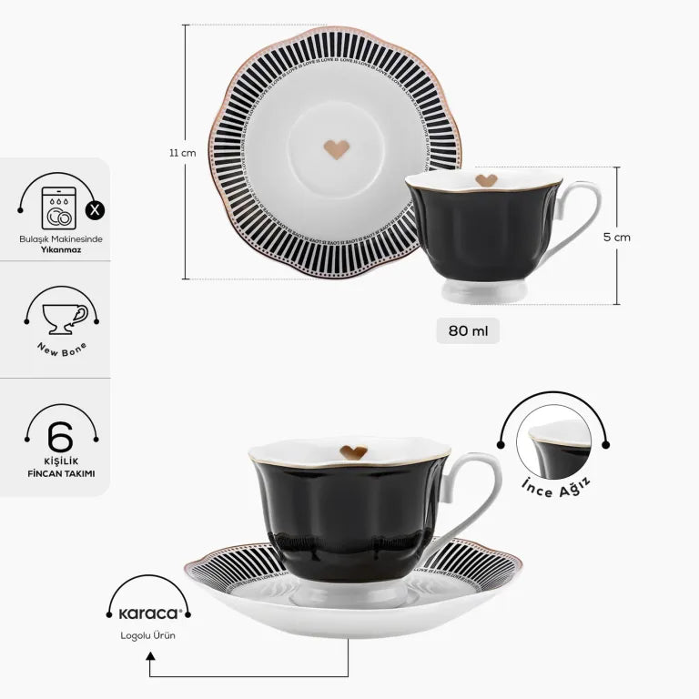 طقم فناجين قهوة كاراجا بيرايه ٦ قطع ٨٠ مل