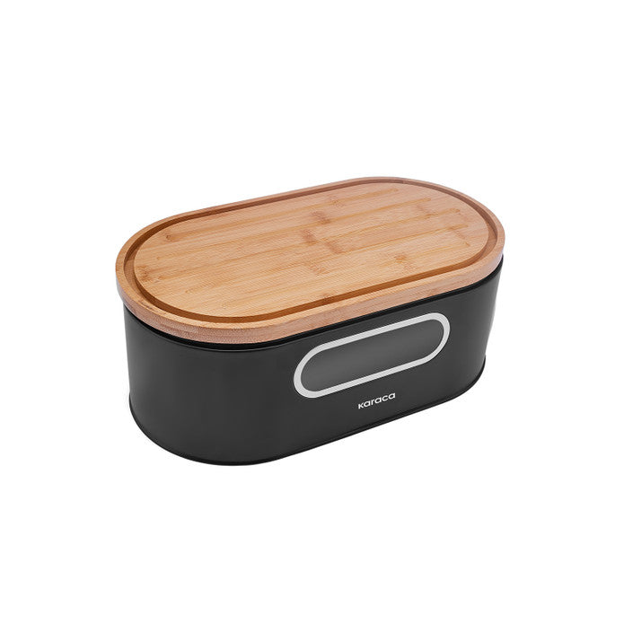 KARACA Stream 2in1 Bread Box & Cutting Board – Black Design