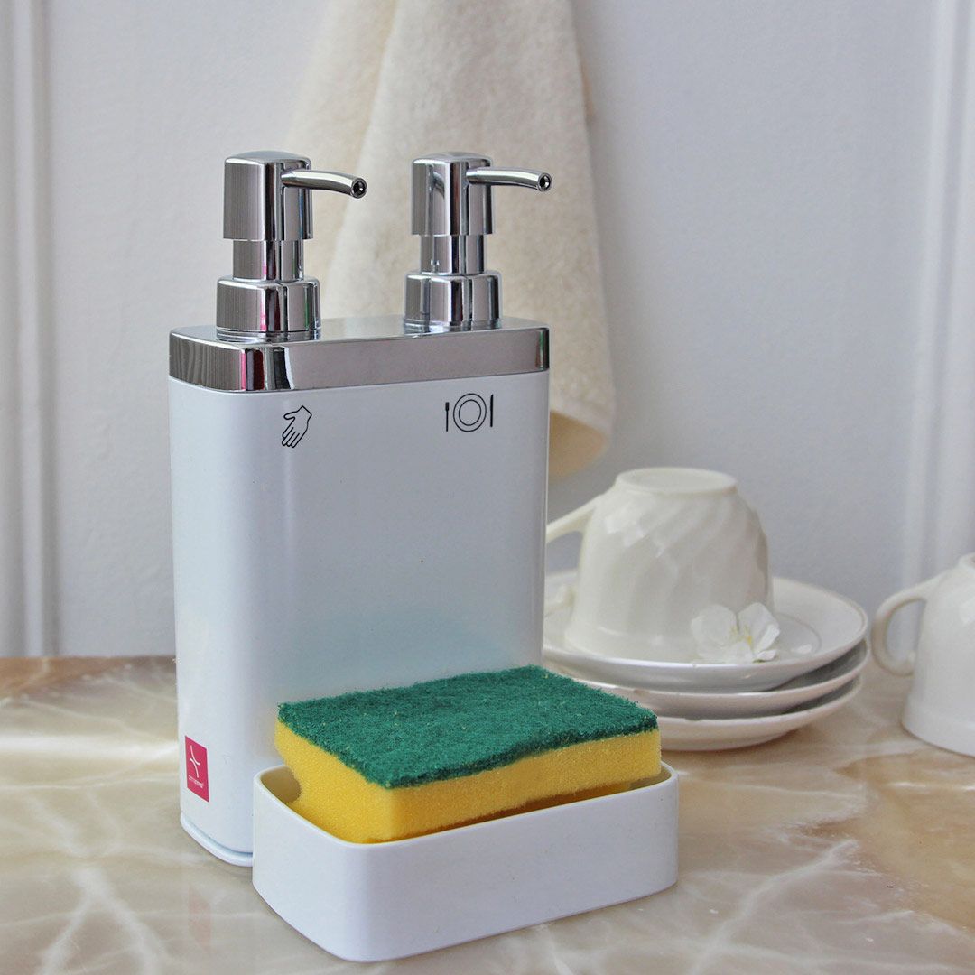 موزع صابون مزدوج مع صحن إسفنجة من بريمانوفا – تصميم عملي