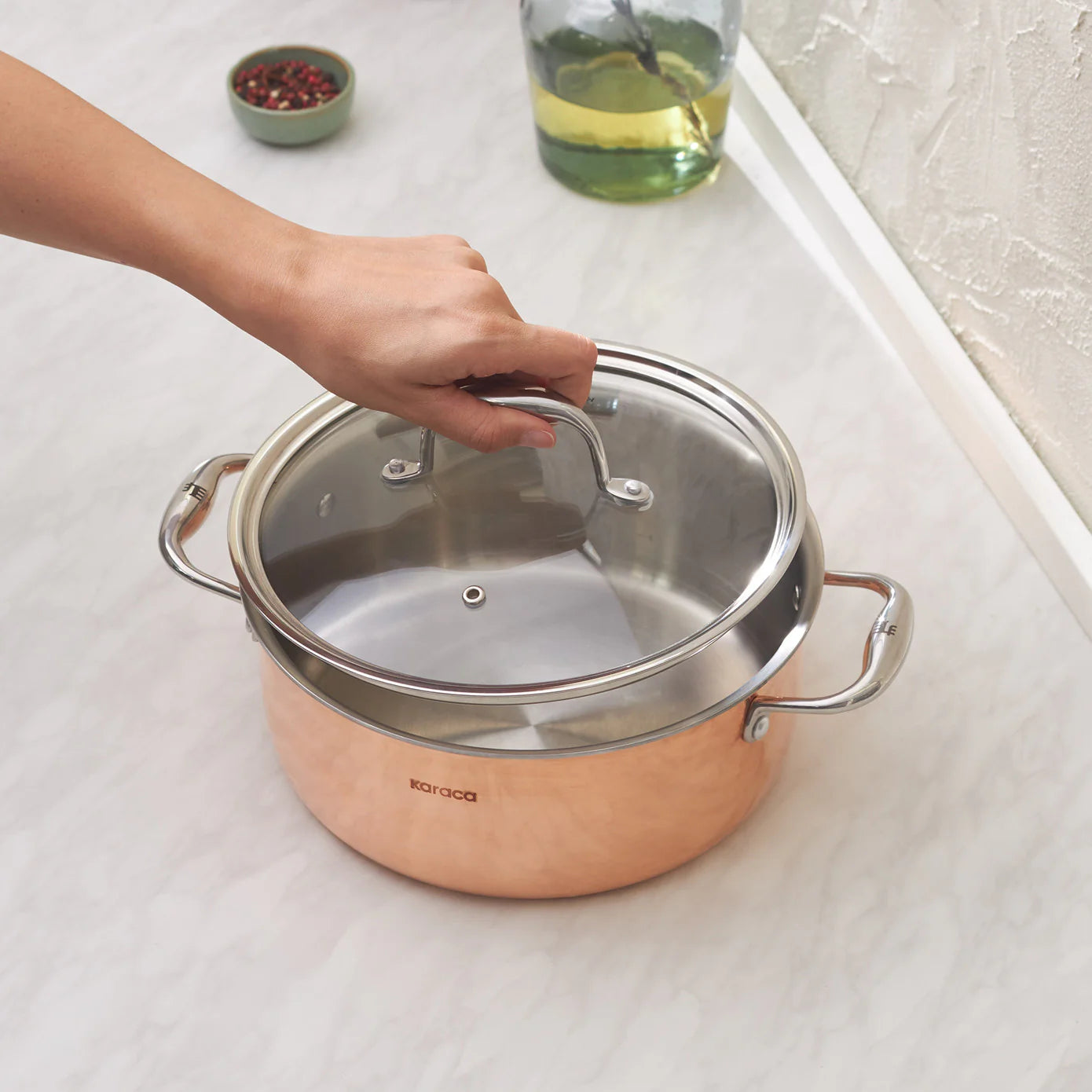 KARACA 3Ply PowerSteel Copper Stockpot with Lid, 4.6L