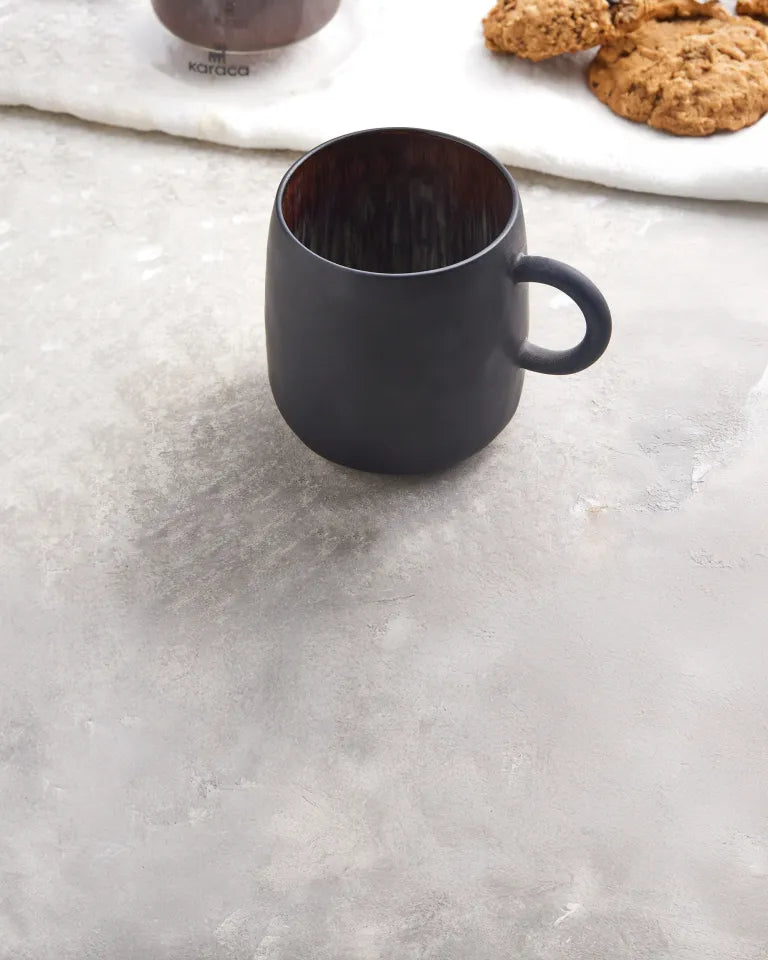 KARACA Galactic Black Mug – Elegant Reactive Glaze