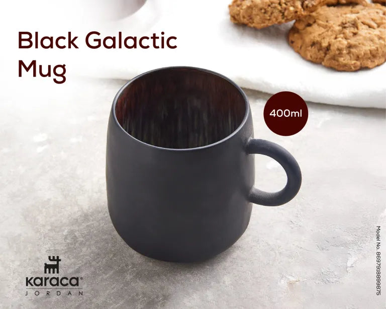 KARACA Galactic Black Mug – Elegant Reactive Glaze