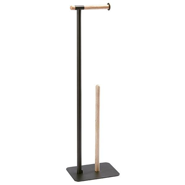 Aquanova Oscar Toilet Paper Holder – Black Metal & Wood Design