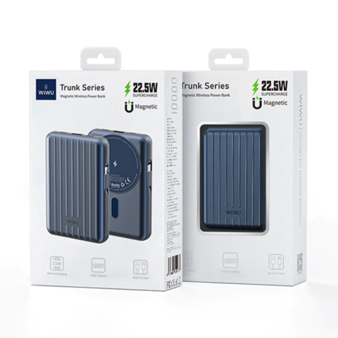 باور بانك مغناطيسي من سلسلة ويوو تراك بقدرة 10000 مللي أمبير في الساعة، شحن سريع بدون سلك مع كابل