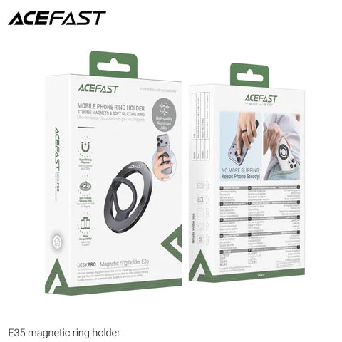 حامل حلقة مغناطيسي ACEFAST E35 لهاتف – لون أسود