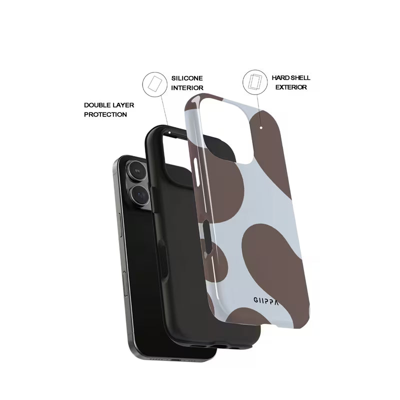 Gllppa Case for Samsung Galaxy S25 Ultra, Light Grayish Blue with Dark Brown Ripples, Glossy 2-in-1 Film Dual Layer Case