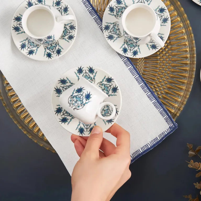 طقم قهوة كاراجا بورصا ٦ أشخاص ٩٠ مل – أزرق أنيق