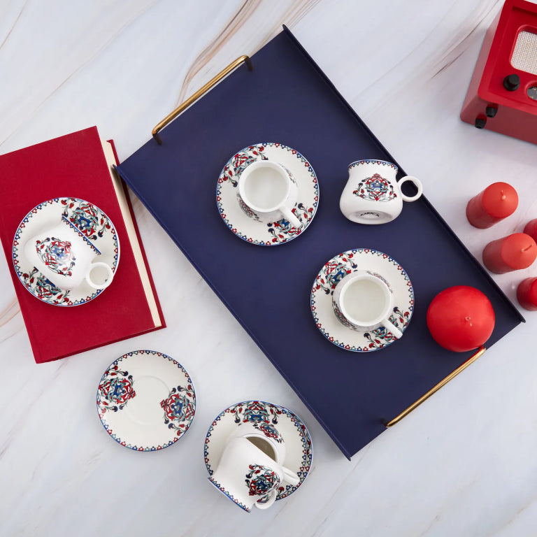 طقم قهوة كاراجا حطاط ٦ أشخاص ٩٠ مل – أحمر فاخر