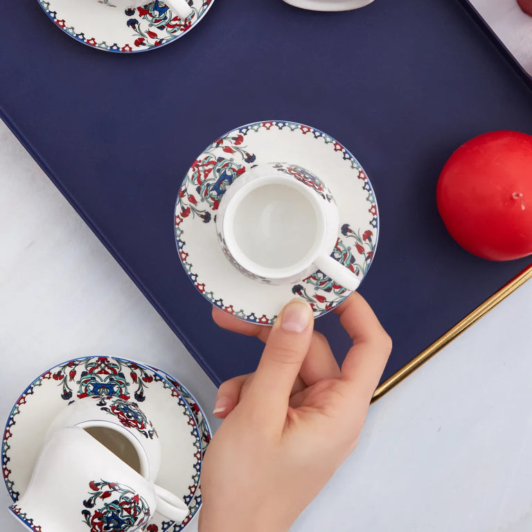 طقم قهوة كاراجا حطاط ٦ أشخاص ٩٠ مل – أحمر فاخر