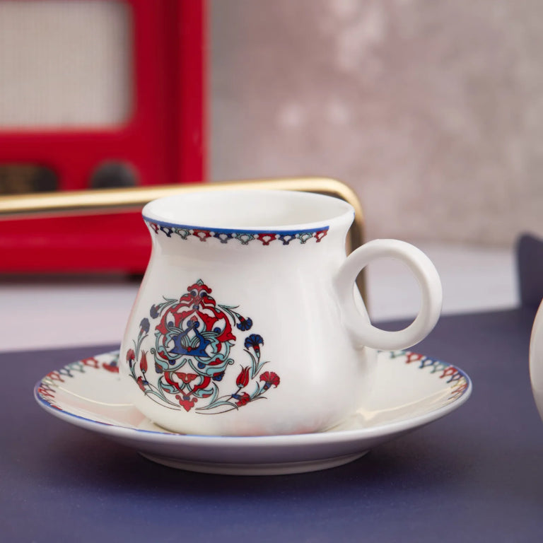 طقم قهوة كاراجا حطاط ٦ أشخاص ٩٠ مل – أحمر فاخر