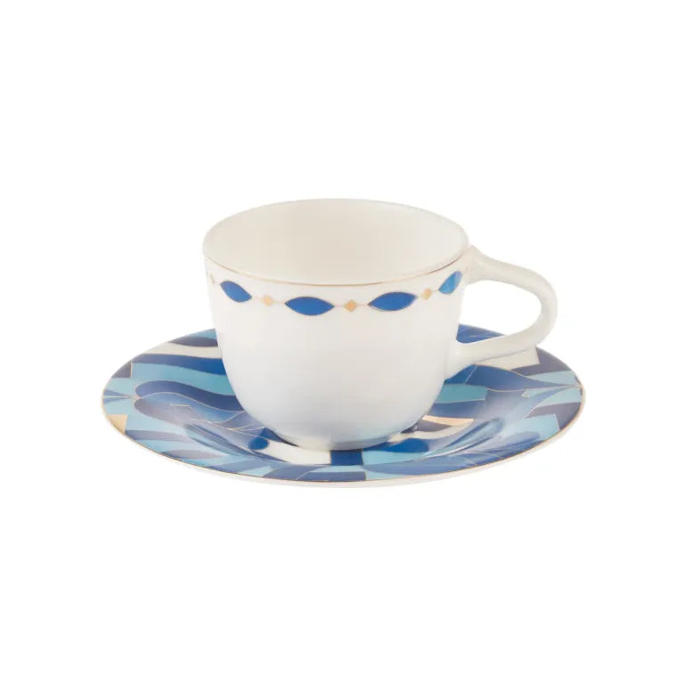 طقم قهوة كاراجا فاين بيرل أزور 6 أشخاص أزرق