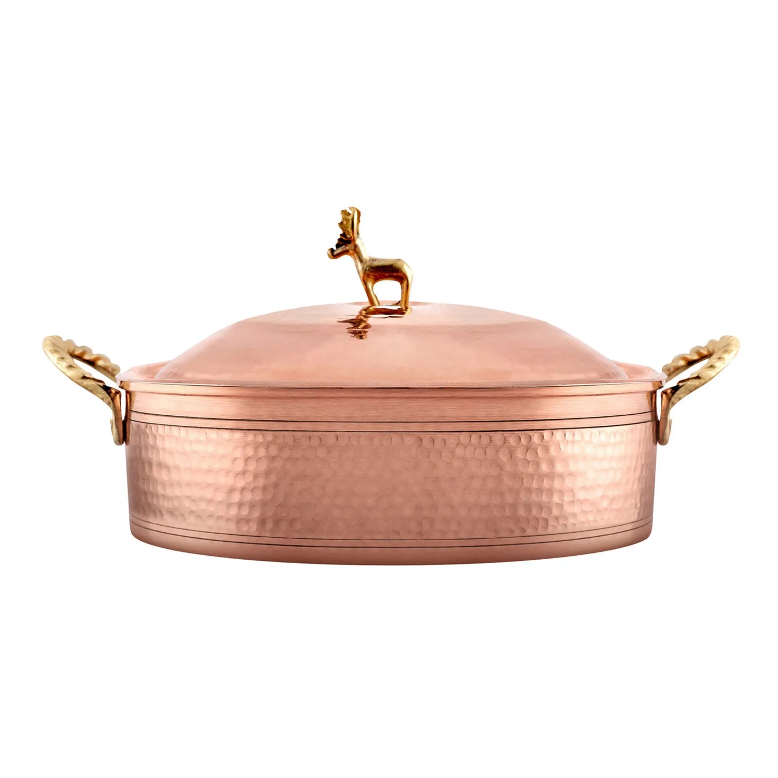 KARACA Alacahöyük Copper Shallow Casserole with Lid, 18cm