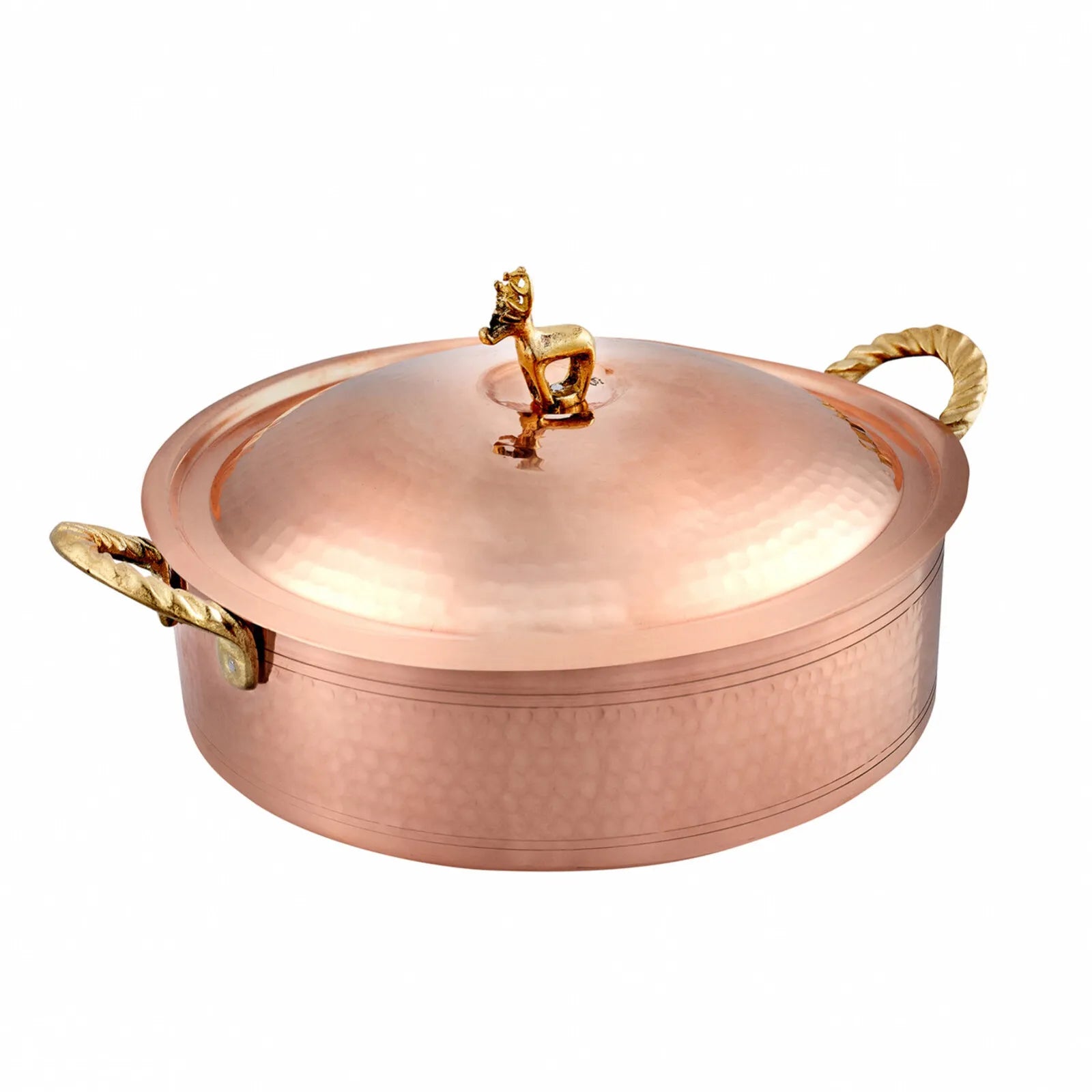 KARACA Alacahöyük Copper Shallow Casserole with Lid, 18cm